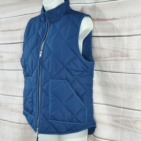 JCrew quilted puffer mercantile vest full zip front pockets navy blue M - Picture 7 of 11
